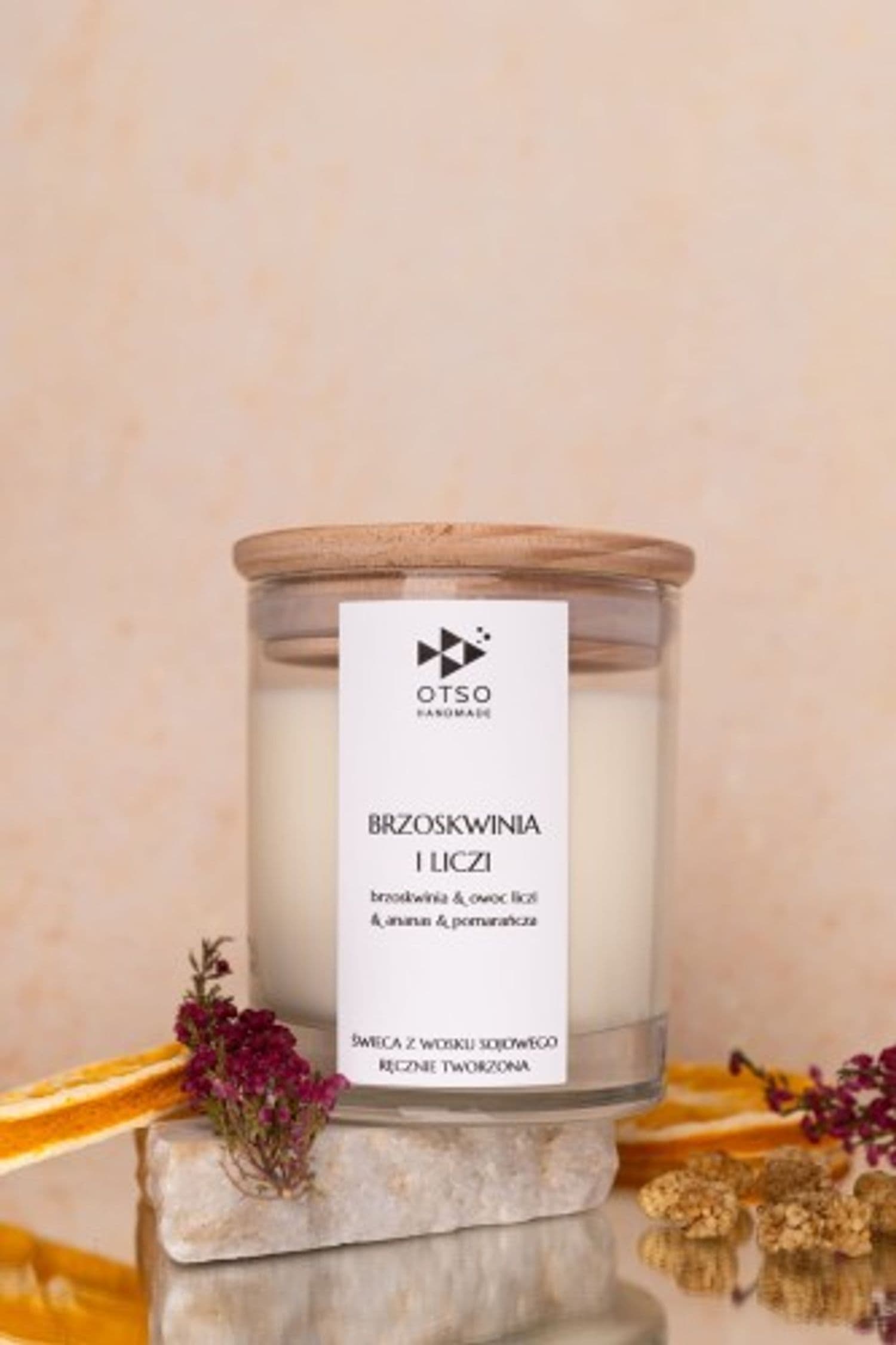 Świeca sojowa Brzoskwinia i liczi - świeca sojowa zapachowa - 250 ml